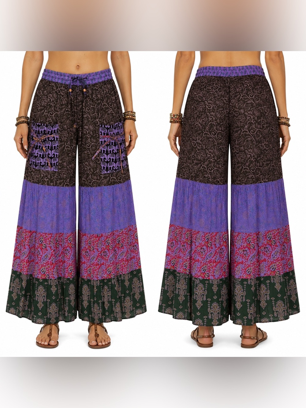 Hippie Forever Handmade Patchwork Palazzo Pants Womens SZ OS Enchanted Fairycore